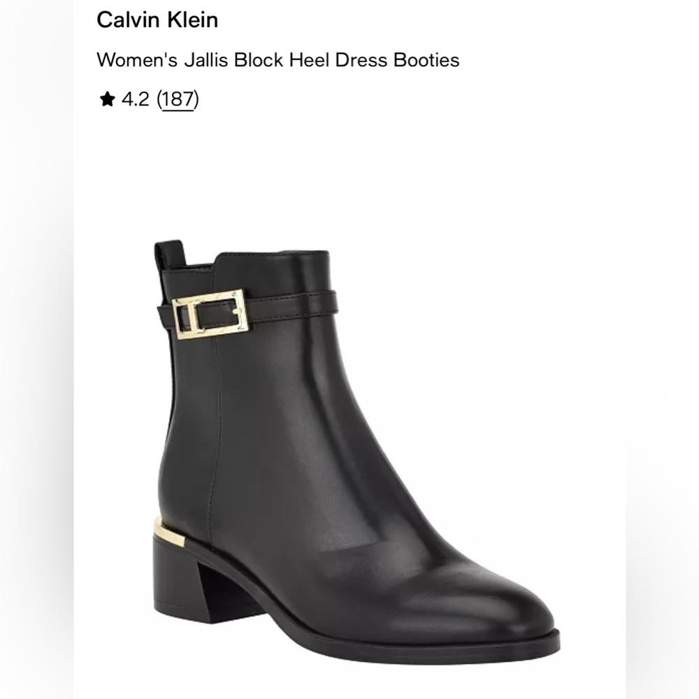 Calvin Klein Jallis Black Leather ankle boots